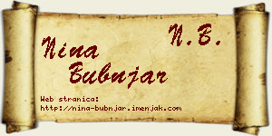 Nina Bubnjar vizit kartica